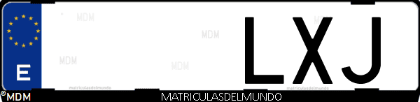 Imágen de matrícula de coche con letras LXJ de España