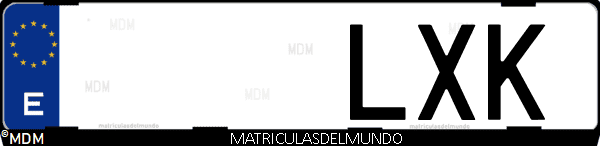 Imágen de matrícula de coche con letras LXK de España