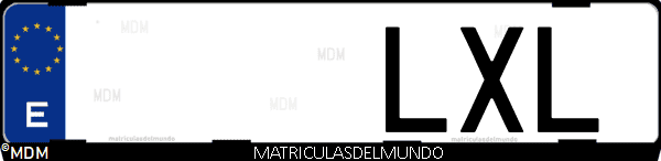 Imágen de matrícula de coche con letras LXL de España