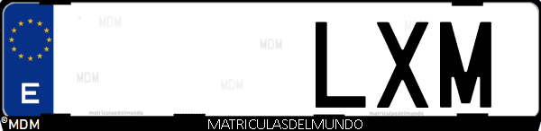 Imágen de matrícula de coche con letras LXM de España