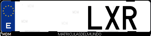 Imágen de matrícula de coche con letras LXR de España