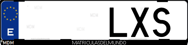 Imágen de matrícula de coche con letras LXS de España