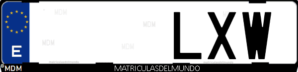 Imágen de matrícula de coche con letras LXW de España