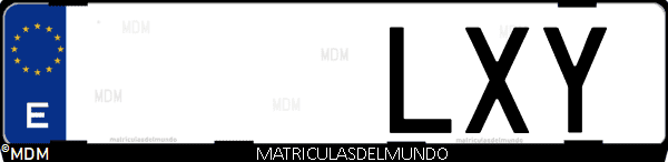 Imágen de matrícula de coche con letras LXY de España