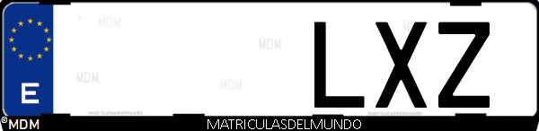 Imágen de matrícula de coche con letras LXZ de España