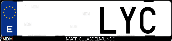 Imágen de matrícula de coche con letras LYC de España