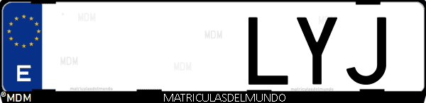 Imágen de matrícula de coche con letras LYJ de España