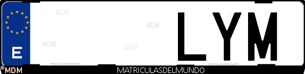 Imágen de matrícula de coche con letras LYM de España