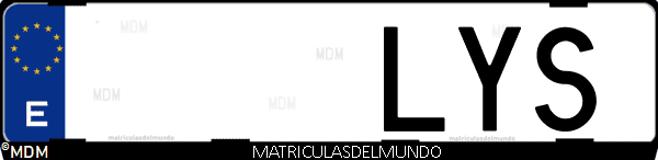 Imágen de matrícula de coche con letras LYS de España