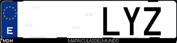 Imágen de matrícula de coche con letras LYZ de España