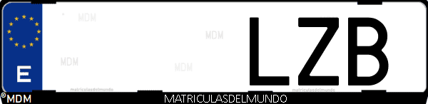 Imágen de matrícula de coche con letras LZB de España