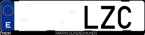 Imágen de matrícula de coche con letras LZC de España
