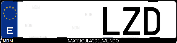 Imágen de matrícula de coche con letras LZD de España