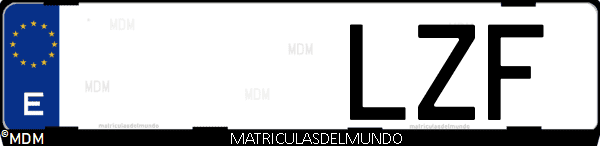 Imágen de matrícula de coche con letras LZF de España