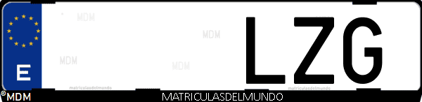 Imágen de matrícula de coche con letras LZG de España