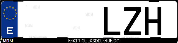 Imágen de matrícula de coche con letras LZH de España
