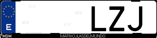 Imágen de matrícula de coche con letras LZJ de España