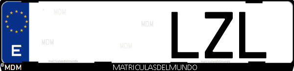 Imágen de matrícula de coche con letras LZL de España