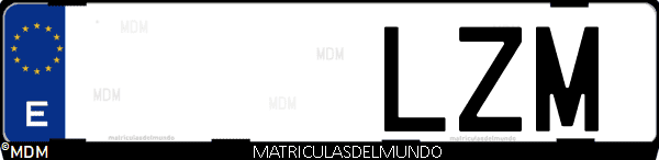 Imágen de matrícula de coche con letras LZM de España