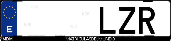 Imágen de matrícula de coche con letras LZR de España