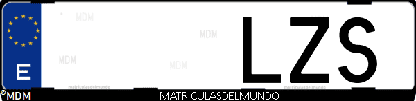 Imágen de matrícula de coche con letras LZS de España