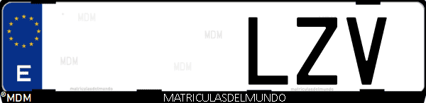 Imágen de matrícula de coche con letras LZV de España
