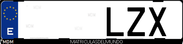 Imágen de matrícula de coche con letras LZX de España
