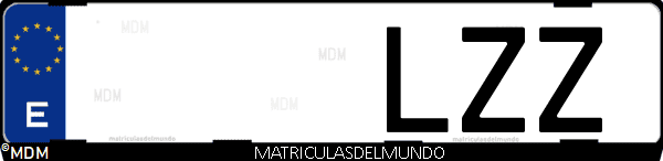 Imágen de matrícula de coche con letras LZZ de España