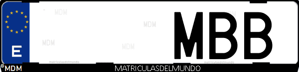 Imágen de matrícula de coche con letras MBB de España