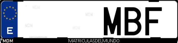 Imágen de matrícula de coche con letras MBF de España