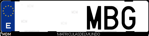 Imágen de matrícula de coche con letras MBG de España