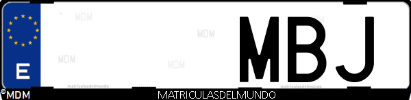 Imágen de matrícula de coche con letras MBJ de España
