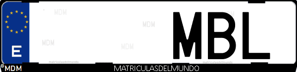 Imágen de matrícula de coche con letras MBL de España