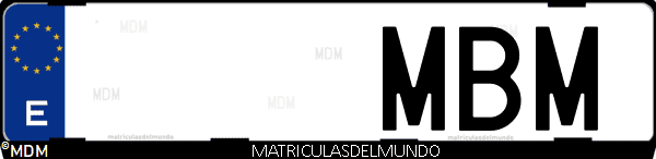 Imágen de matrícula de coche con letras MBM de España