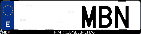 Imágen de matrícula de coche con letras MBN de España