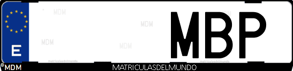 Imágen de matrícula de coche con letras MBP de España
