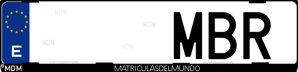 Imágen de matrícula de coche con letras MBR de España