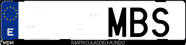 Imágen de matrícula de coche con letras MBS de España