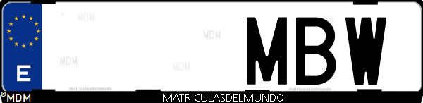 Imágen de matrícula de coche con letras MBW de España
