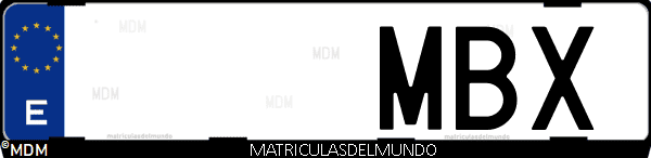 Imágen de matrícula de coche con letras MBX de España