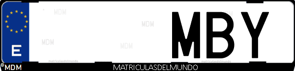 Imágen de matrícula de coche con letras MBY de España