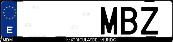 Imágen de matrícula de coche con letras MBZ de España
