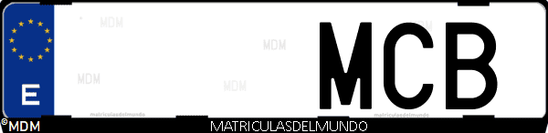 Imágen de matrícula de coche con letras MCB de España