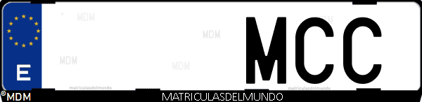 Imágen de matrícula de coche con letras MCC de España