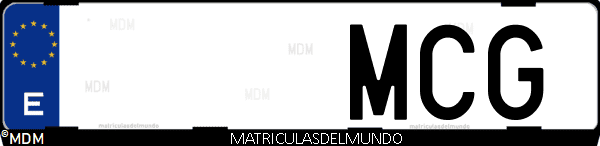 Imágen de matrícula de coche con letras MCG de España