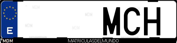 Imágen de matrícula de coche con letras MCH de España