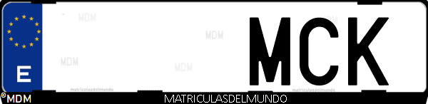 Imágen de matrícula de coche con letras MCK de España