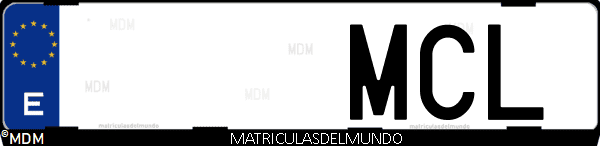 Imágen de matrícula de coche con letras MCL de España