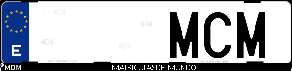 Imágen de matrícula de coche con letras MCM de España