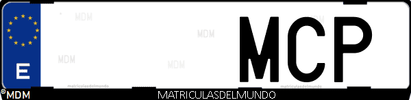 Imágen de matrícula de coche con letras MCP de España